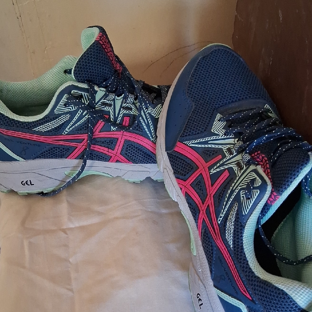 ASICS Women's Athletic Shoes - Navy and Pink
